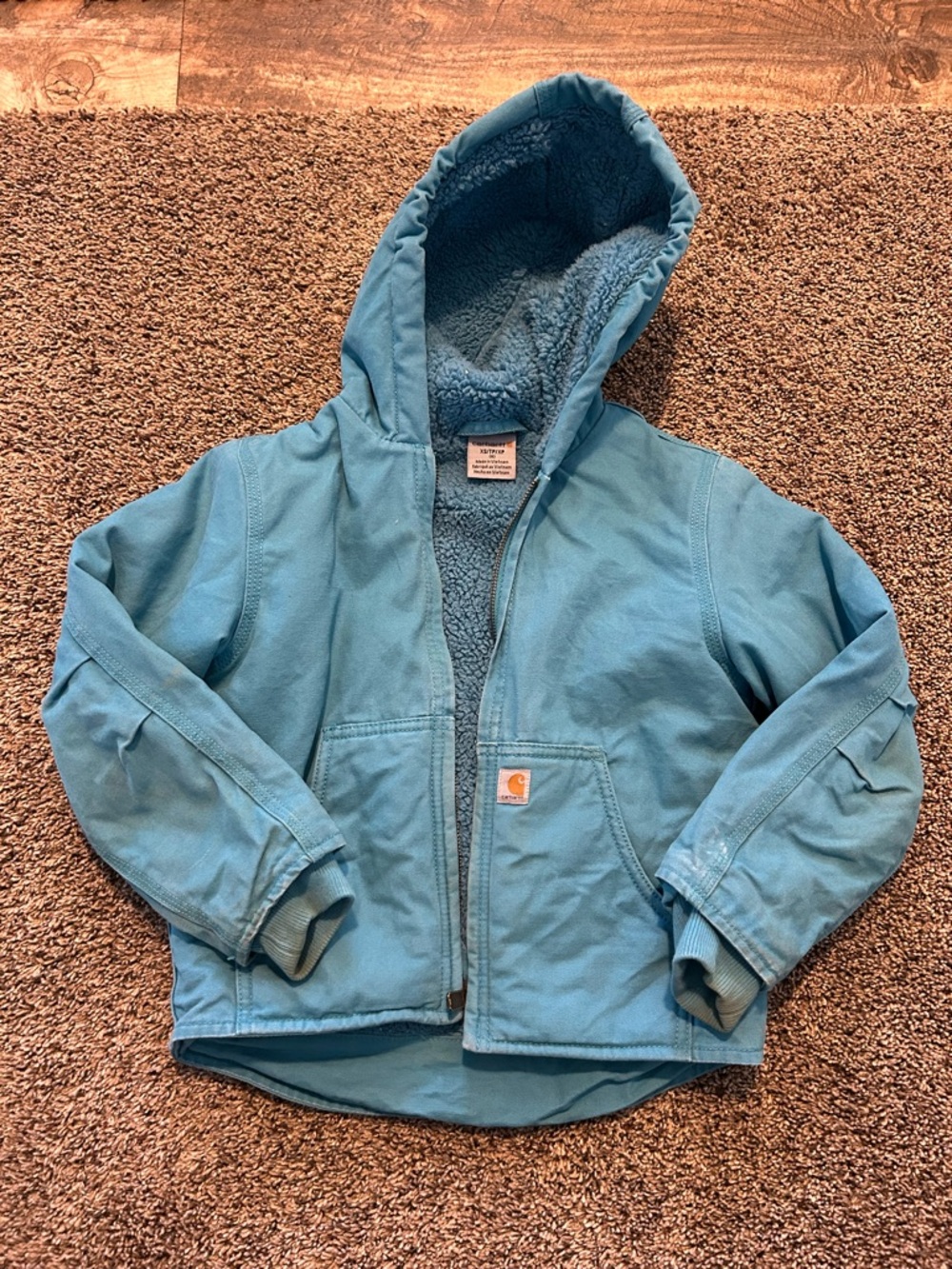 Carhartt Light Blue Sherpa-Lined Hooded Coat